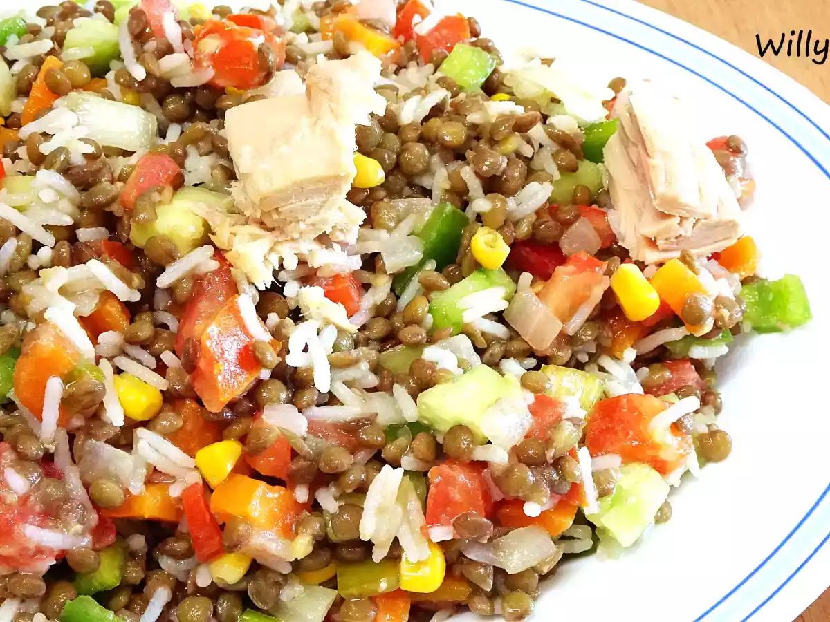 Ensalada de lentejas y arroz basmati