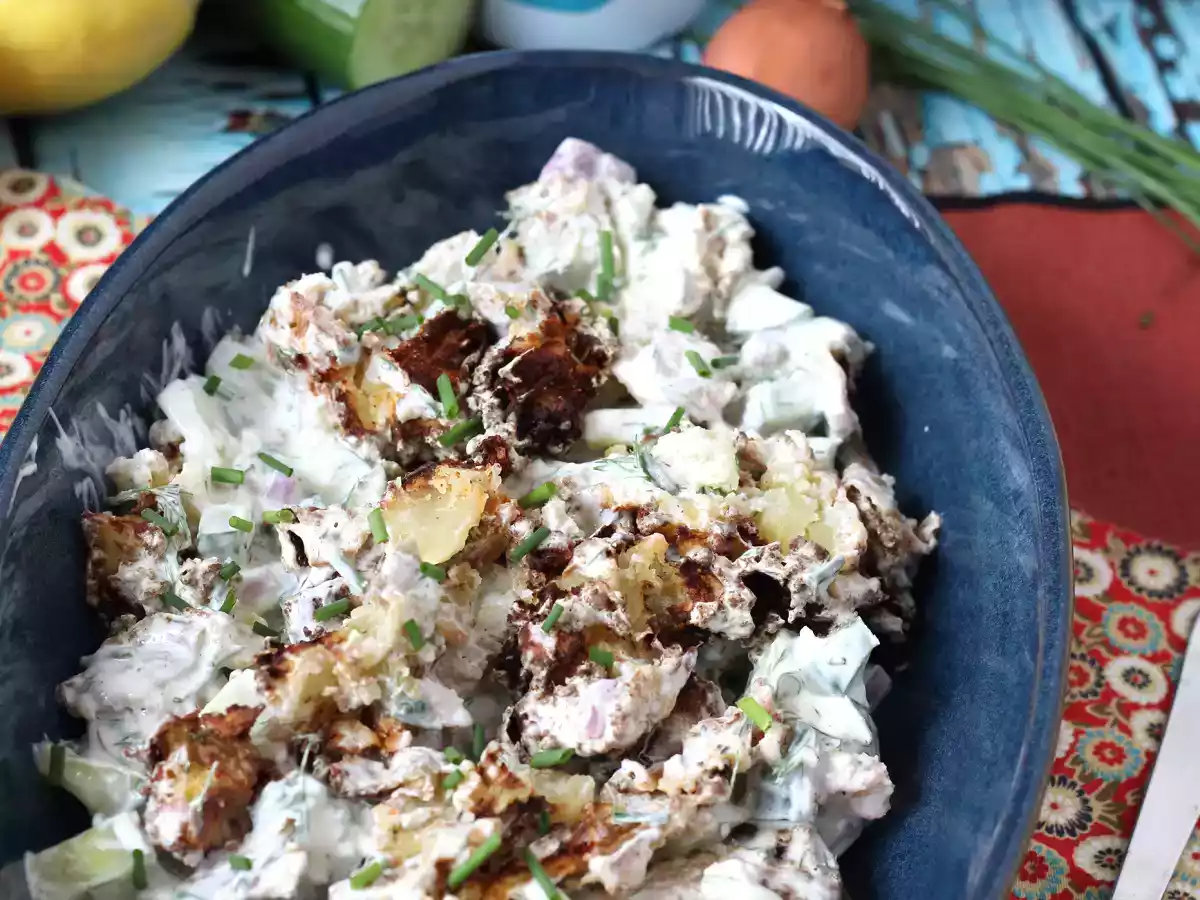 Ensalada de pepinos y patatas crujientes - foto 3