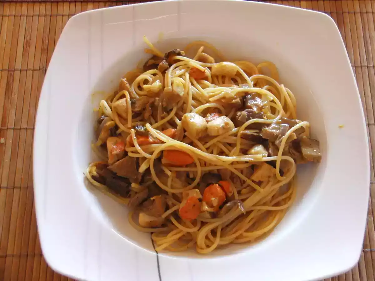 ESPAGUETIS CON VIERAS sin sal