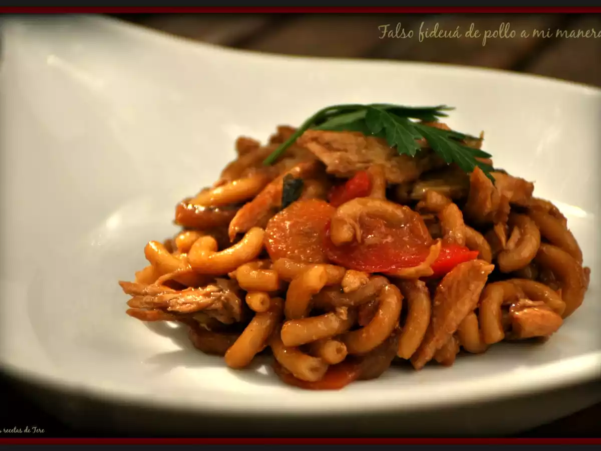 Falso fideuá de pollo a mi manera
