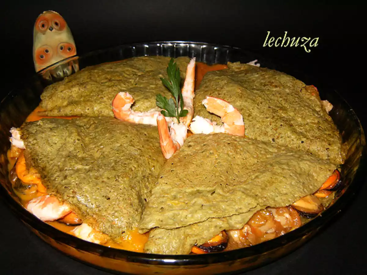 Filloas verdes (de nabizas) rellenas de marisco - foto 2