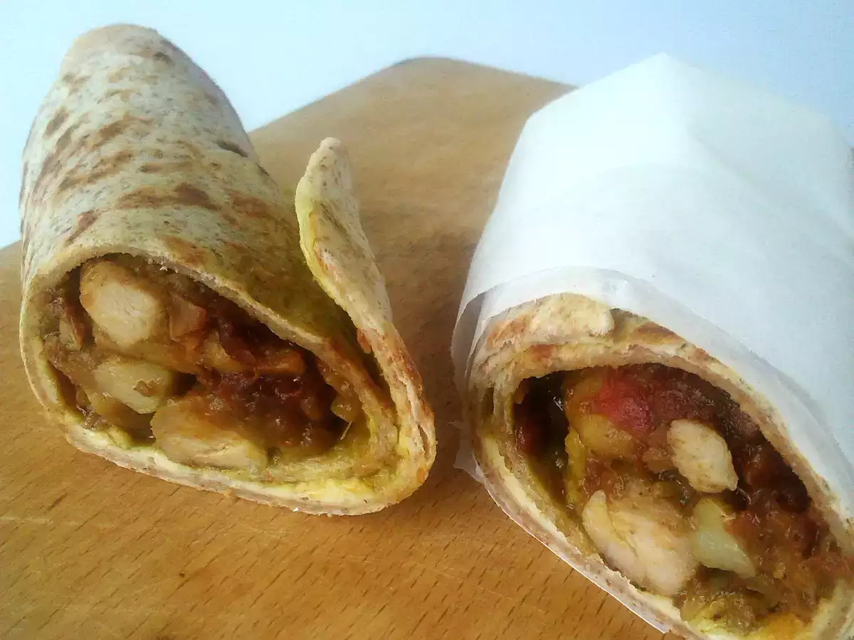 Kathi roll de pollo {chicken frankie}, comida india callejera - foto 2