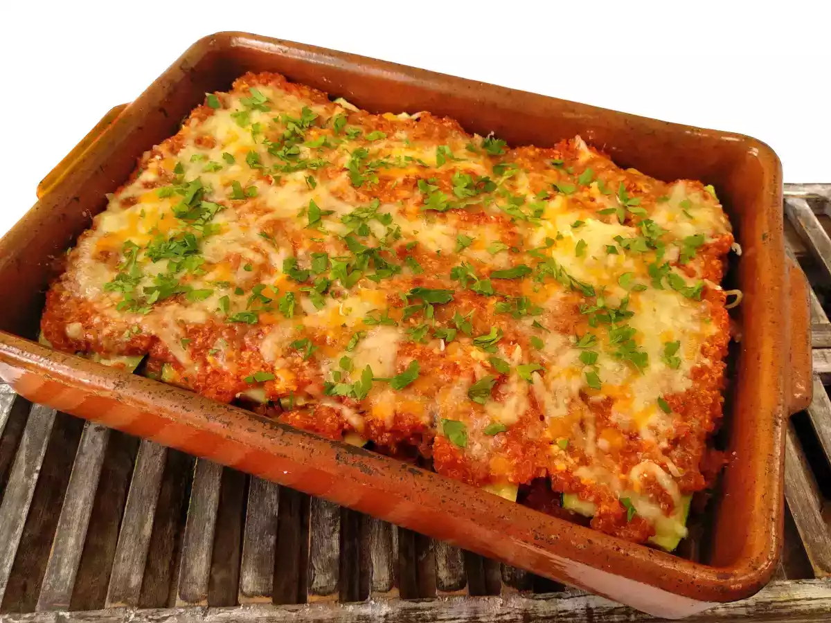 Lasaña de calabacín y quinoa