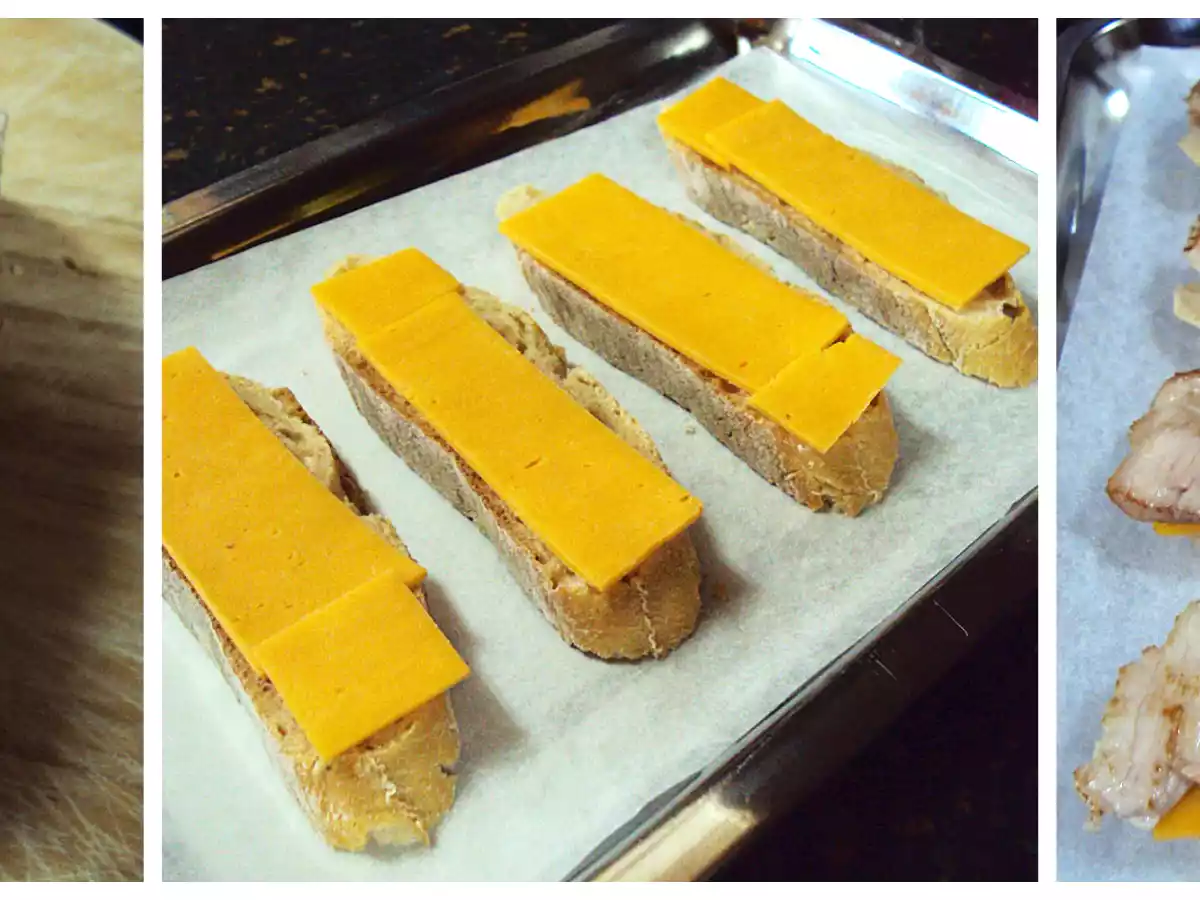 Montadito de secreto de cerdo y queso Cheddar - foto 2