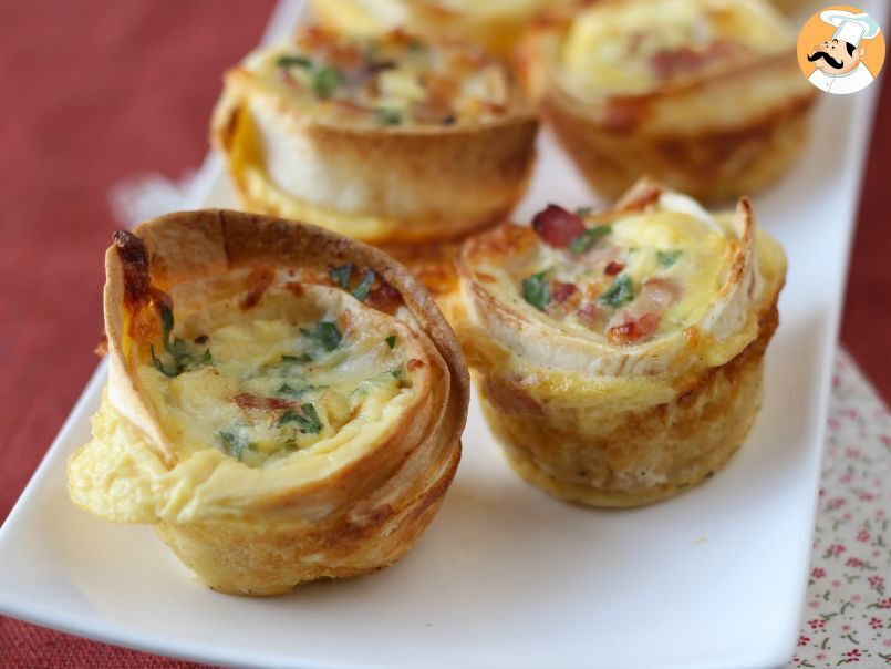 Muffins de tortillas con bacon y mozzarella