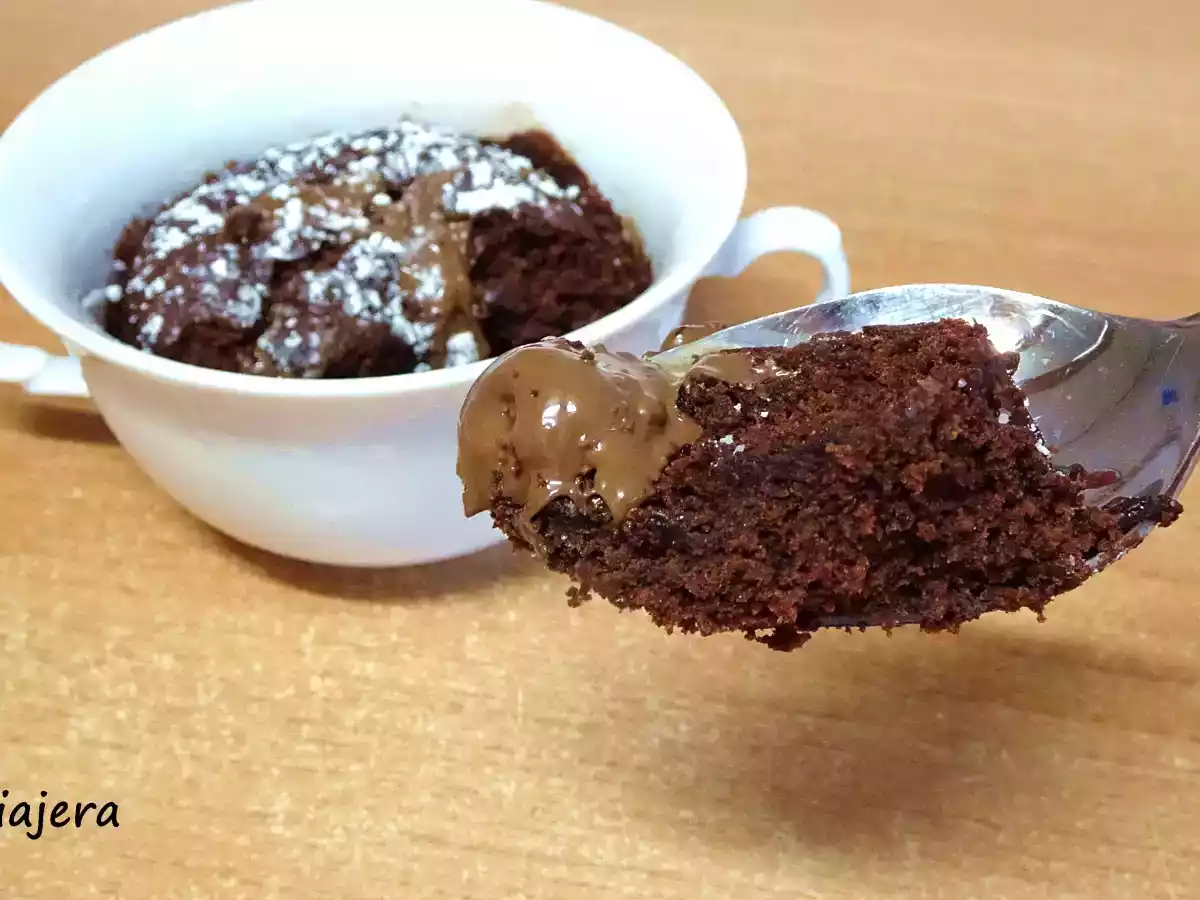 Mug cake en 1 minuto de chocolate y nutella - foto 3