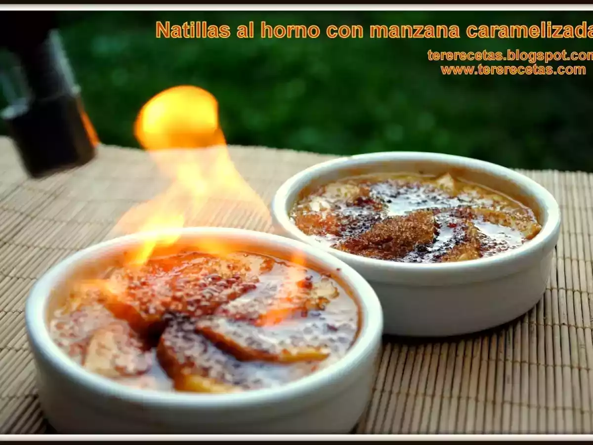 Natillas al horno con manzana caramelizada