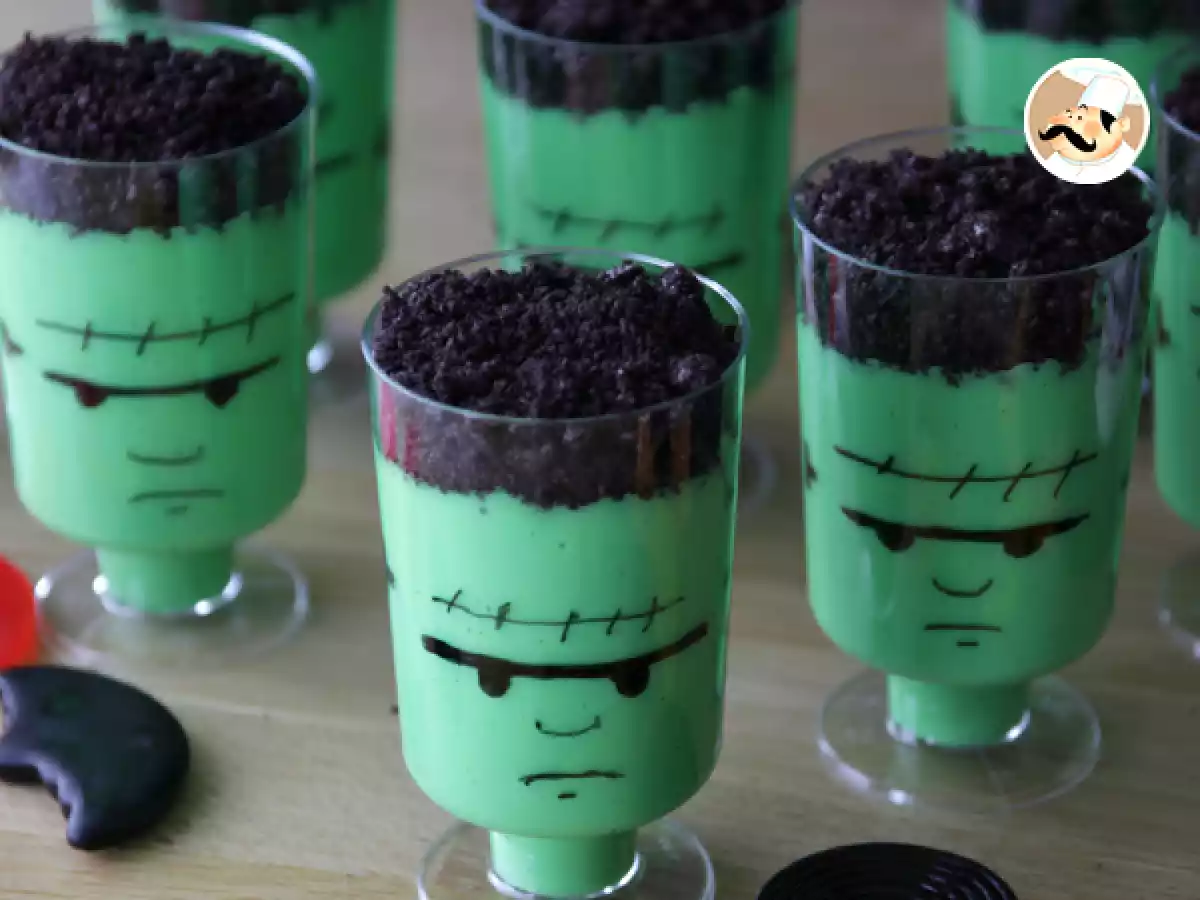 Natillas Frankenstein para Halloween, Frankenstein Pudding