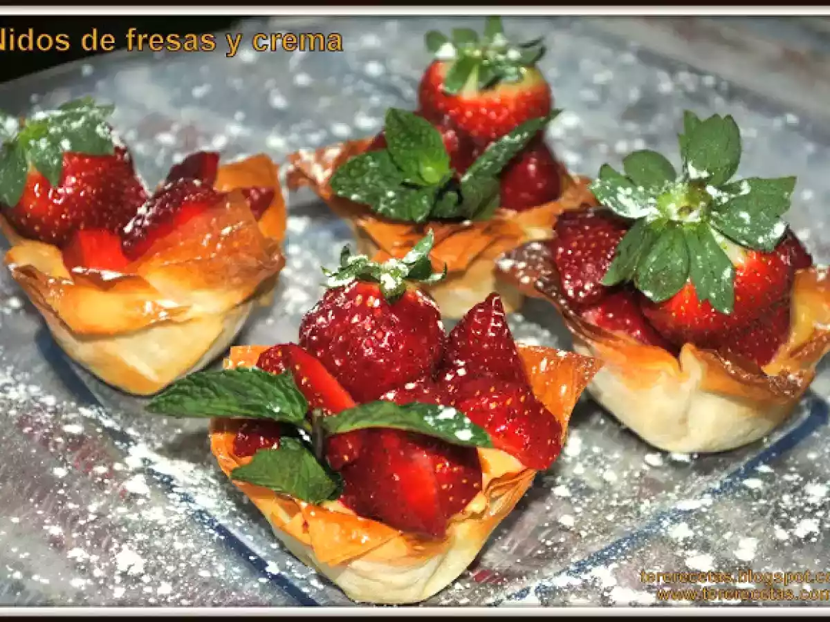 Nidos pasta filo de fresas y crema - foto 2
