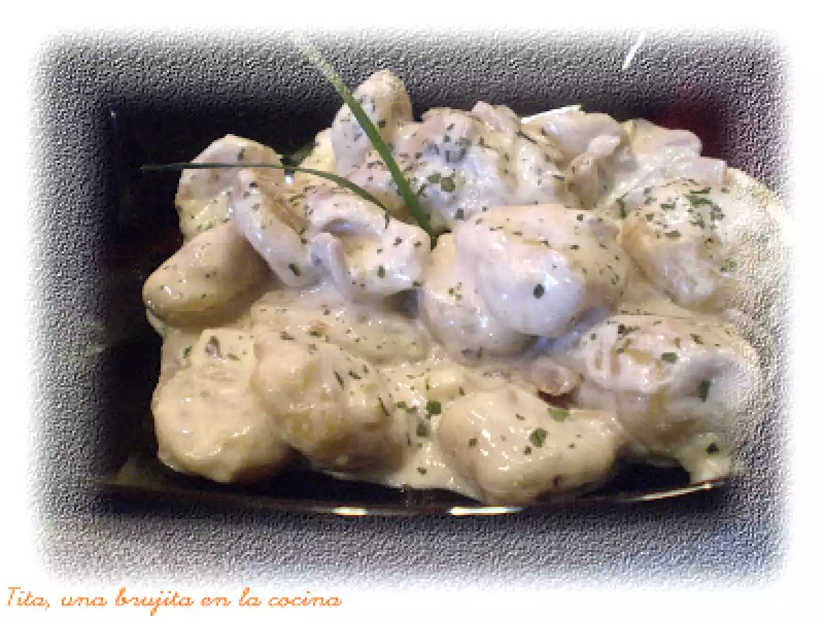 Ñoquis de calabaza con crema de champis