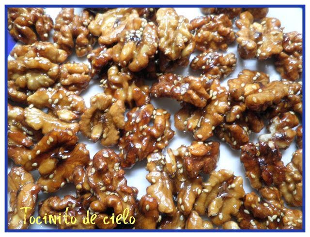 Nueces caramelizadas con sésamo - Receta Petitchef