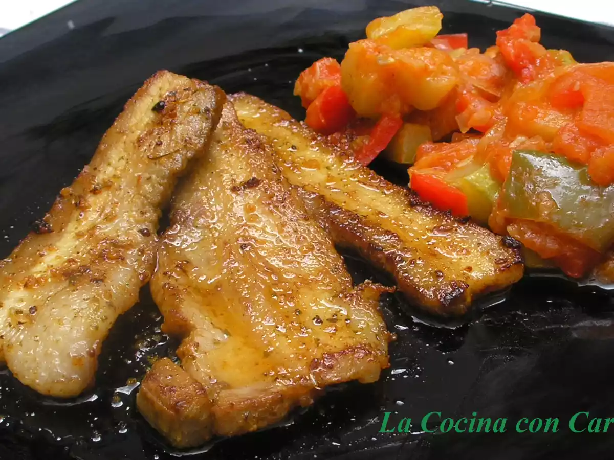 Panceta adobada con Pisto casero - foto 5