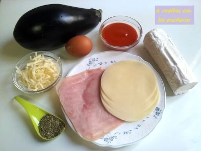 Pastel de berenjena, jamón y queso - microondas - foto 2