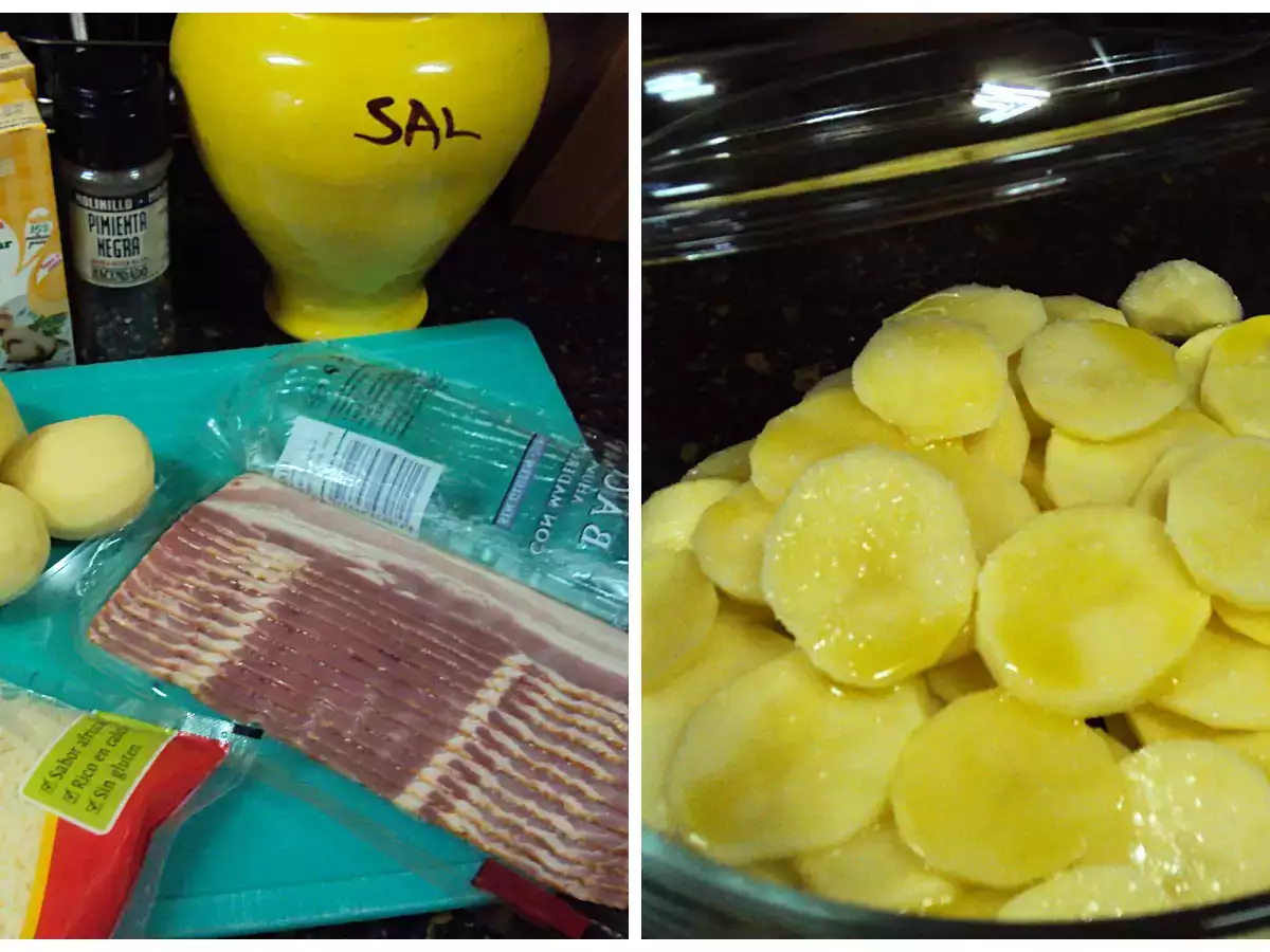 Patatas al graten con queso y bacon - foto 2