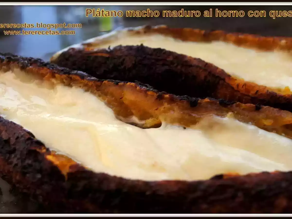 Plátano macho maduro al horno con queso. - foto 2