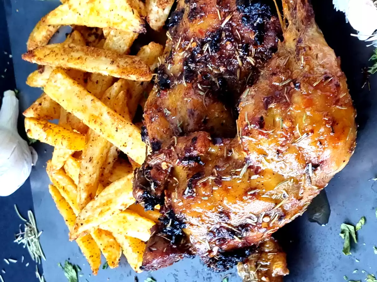 Pollo alla diavola con patatas fritas (freidora de aire) - foto 2