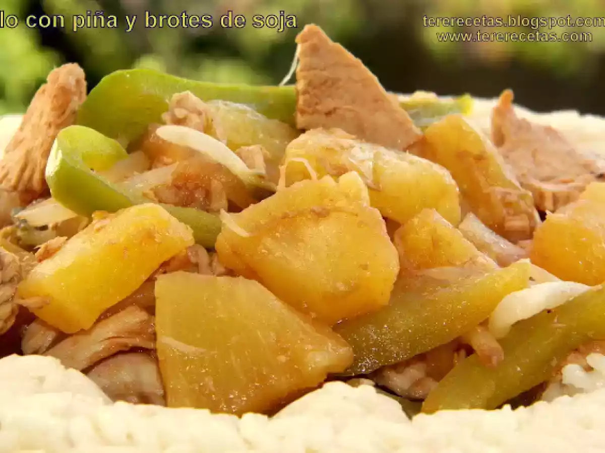 Pollo con piña y brotes de soja. - foto 2