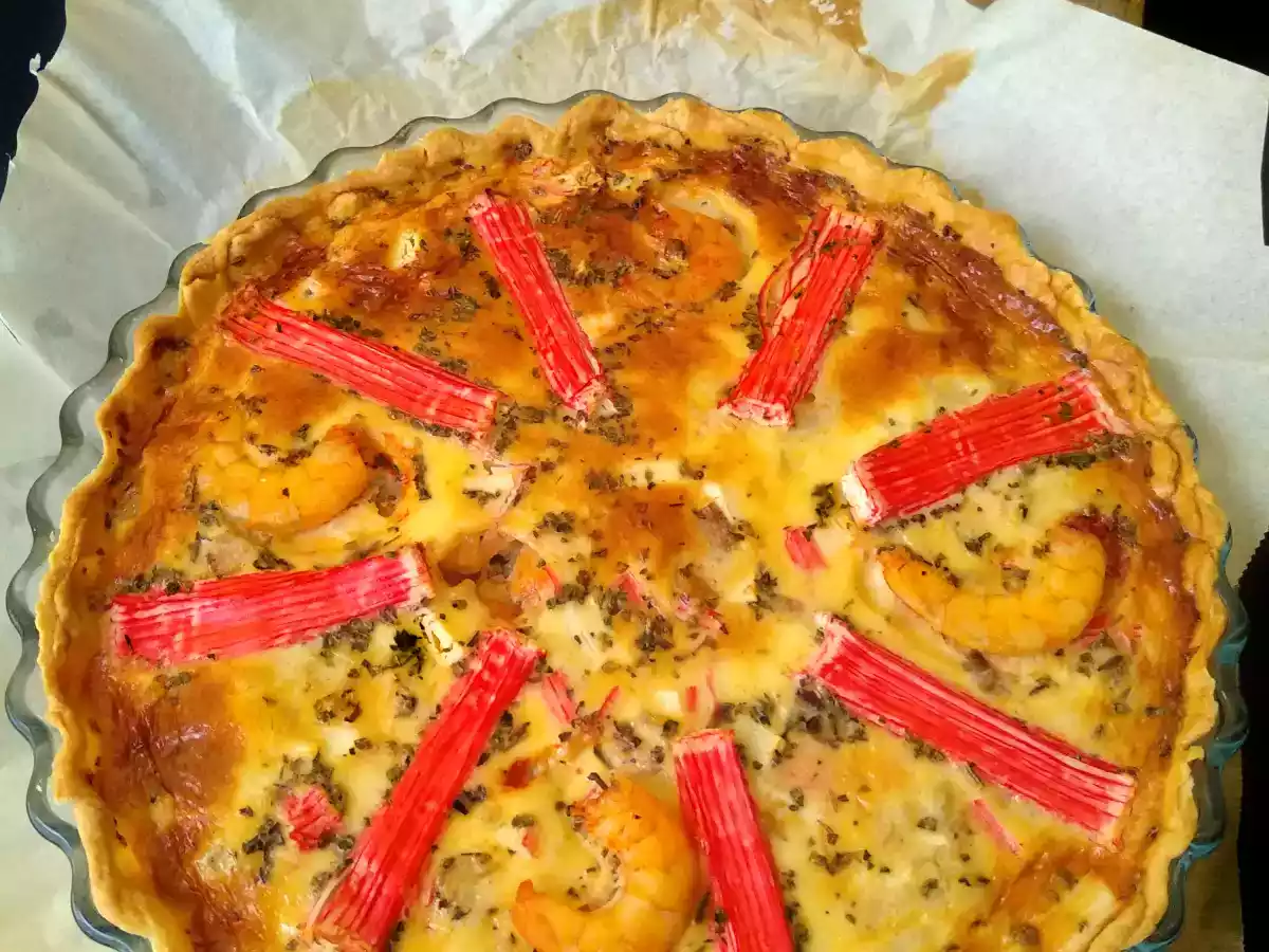 Quiche marinera con surimi, langostinos y atún - foto 4