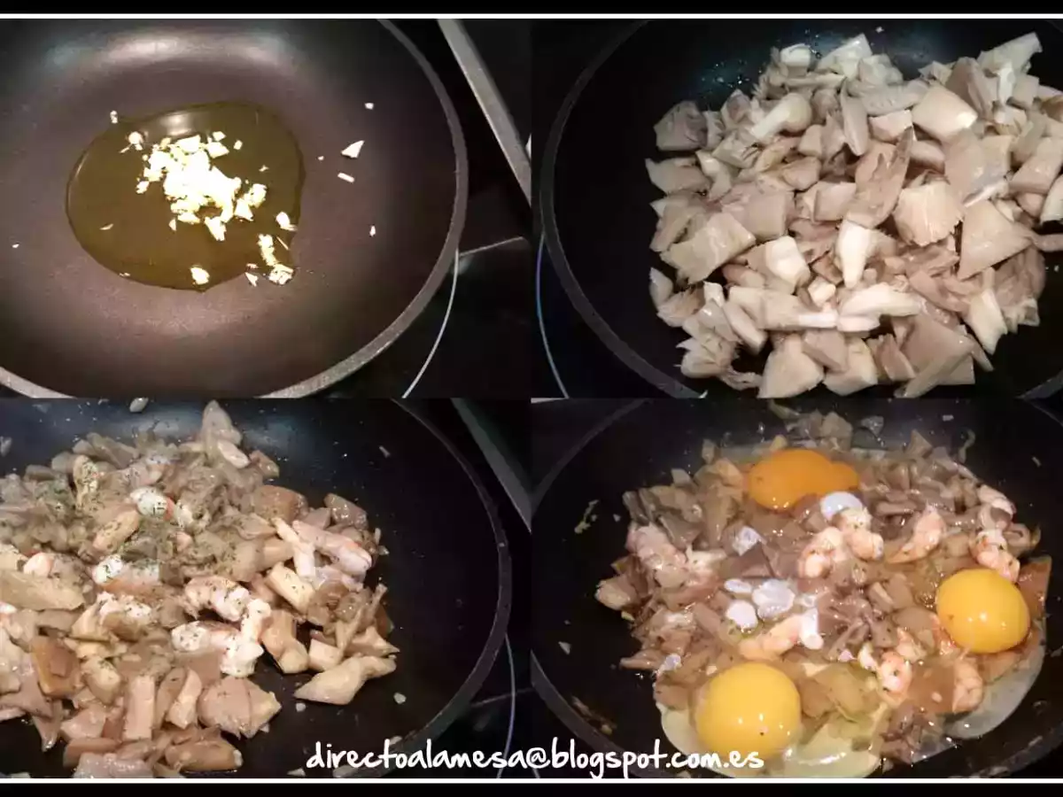 Revuelto de langostinos y setas - foto 2