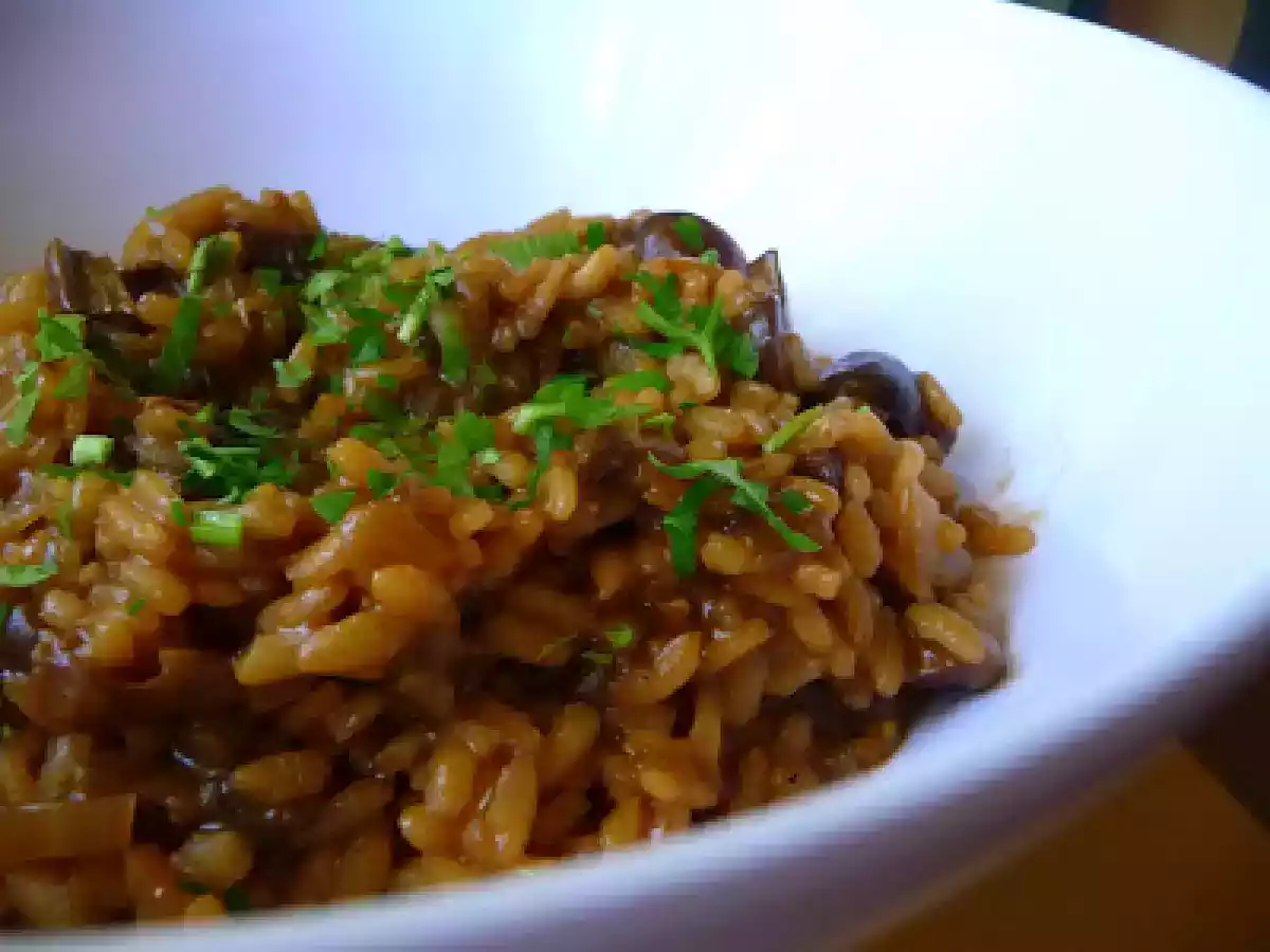 Risotto de setas portobello y funghi porcini