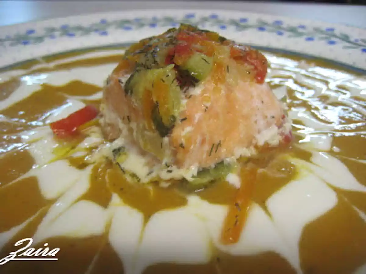 Salmón en papillote con verduritas y salsa de yogur - foto 3