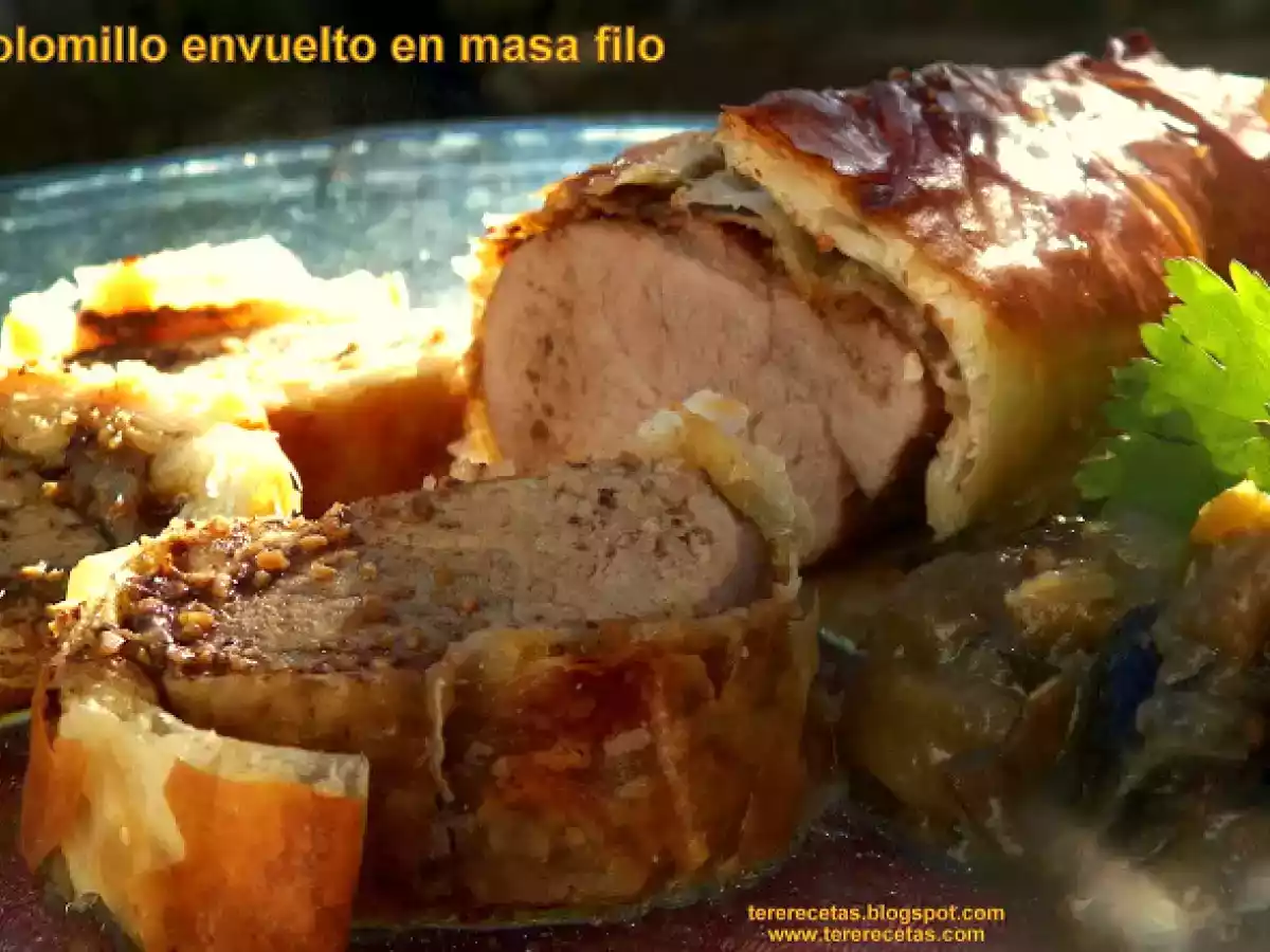 Solomillo de cerdo envuelto en masa filo
