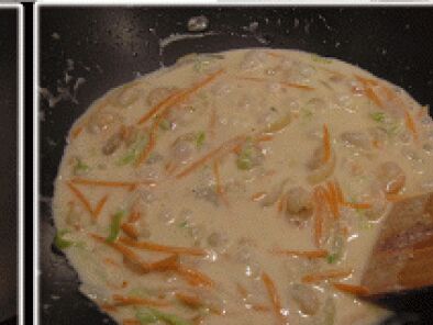 Tallarines de arroz estilo thai con leche de coco y gambas - Receta  Petitchef