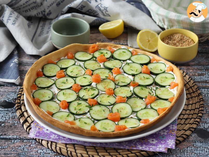 Tarta de verano con ricotta, pepino y salmón ahumado