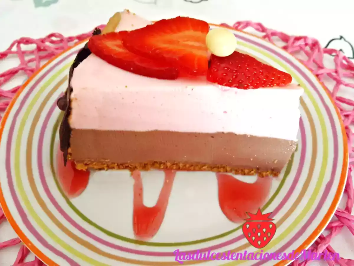 Tarta mousse de natillas de chocolate y fresa - foto 5