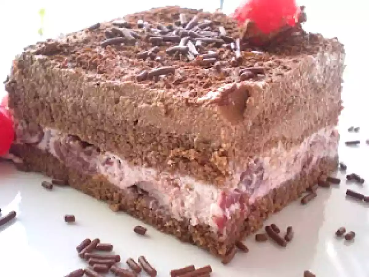 Tarta Selva Negra rectangular paso a paso.