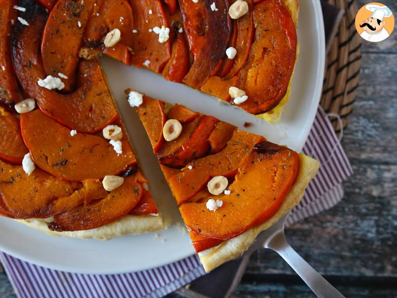 Tatin de calabaza con queso de cabra y miel