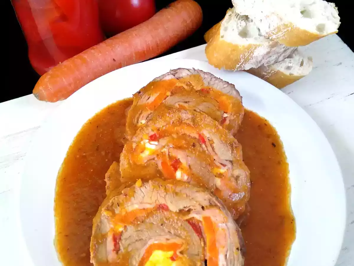 Vacío de ternera relleno, Receta de mi madre {en olla rápida}